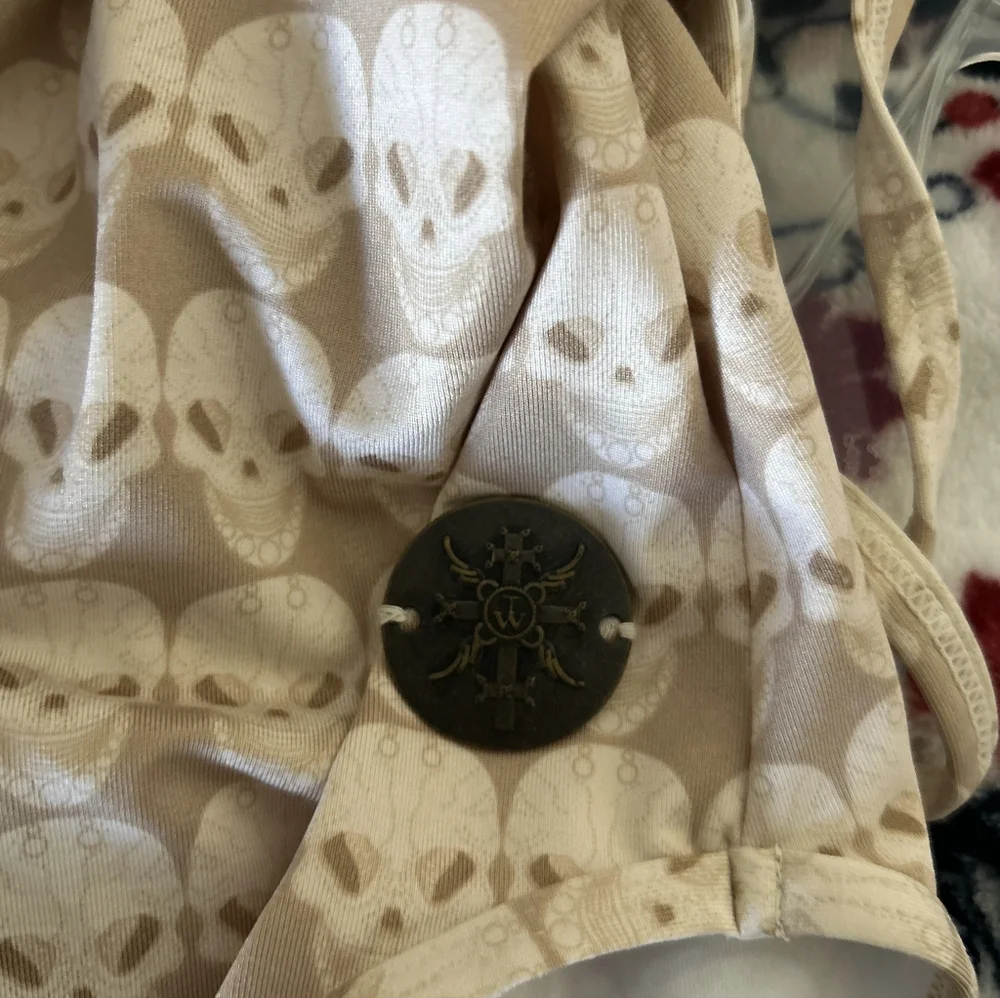 Thomas Wylde Cream Skull-Print One-Piece Swimsuit - Picture 3 of 4